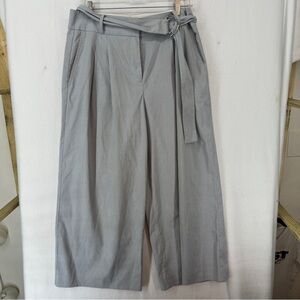 Ann Taylor Casual High Waist Wide Leg Cropped Pants Waist Belt Size 8 Blue